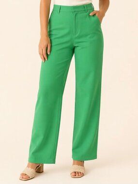 Green Wide Leg Pants – High Waisted Casual Chic